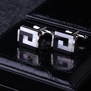 Lieshang deep sea shell cufflinks, gemstone cufflinks, men's french cufflinks, shirt suits, formal cuff buttons, military green