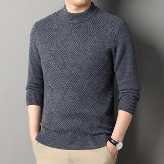 Deer king optim high-quality cashmere sweater men's sweater 2025 new winter thickened half-turtle collar bottoming shirt pure cashmere men's fashion gray l 170 recommended weight 120-140jin jin is equal to 0.5 kg