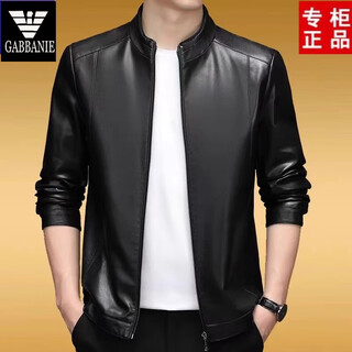 Armanici armani autumn and winter new leather jacket men's father's business casual haining sheepskin jacket black stand-up collar (single style) m 170 (95-120jin jin equals 0.5 kg)