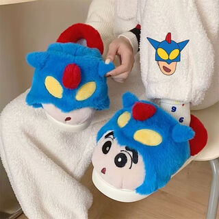 Rongyue pavilion fun and dynamic superman cotton slippers for men and women cute crayon shin-chan winter couple students warm non-slip furry shoes blue crayon shin-chan 36-37 ready in stock in seconds