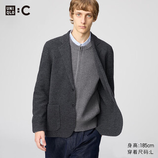 Uniqlo cooperation model/men's and women's knitted jacket/coat jacket suit 25 autumn and winter new style 480812 08 dark gray s /165/84a
