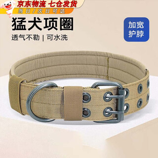 Lanlian dog collar large dog collar medium dog training outdoor bulldog pet collar golden retriever satsuma canvas dog collar brown collar l size - recommended weight 45-65 jin jin equals 0.5 kg
