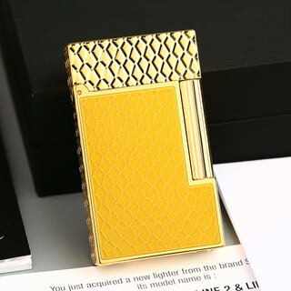 Second-hand, 99 new, unused s.t.dupont dupont lighter, guilloché craft, cling series, men's luxury smoking gift, year of the dragon yellow c16630