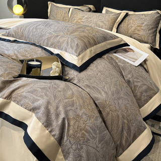 Mercury series category a maternal and infant grade 200 count long-staple cotton four-piece set, pure cotton bed, simple cotton printed quilt cover, light luxury style bedding, baroque love, 2.0 meter bed sheet, four-piece set, with 220*240cm quilt cover