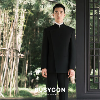 Busycon xuanhei elegant new chinese style stand collar suit groom wedding chinese style men's toast suit black (two-piece set top + pants) 50 please note your height and weight when placing an order