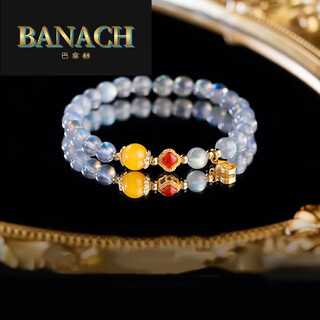 Banach moonstone bracelet crystal bracelet women's beeswax transfer beads cream body blue moonlight beads 8mm