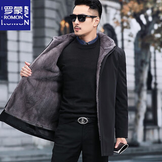 Luo meng whole mink jacket men's removable mink liner nikon short mink coat fur one-piece fur coat black shell camel liner 2xl 130-140jin jin is equal to 0.5 kg