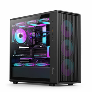 Huntkey g63 halberd side transparent glass chassis m-atx motherboard / long graphics card / 360 water cooling g63mini desktop computer host chassis / snap-on glass g63max black + 6 argb fans (four front and two reverse)