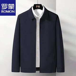 Romon jacket men's spring and autumn business windproof breathable long sleeve lapel casual jacket navy xl