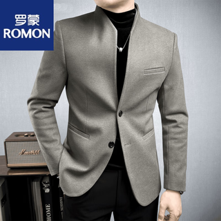 Romon high-end woolen new chinese-style suit suit for men, autumn and winter stand-up collar, mid-mountain collar suit for middle-aged and elderly people, chinese-style stand-up collar brown single suit xl 120-135jin jin equals 0.5 kg