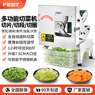 Fest green onion cutting machine vegetable cutting machine commercial fully automatic green onion cutting ring cutting green onion artifact vegetable beans millet spicy leek cutting potato carrot slicer small window flagship upgrade model can work continuously for 2 hours rc-f22