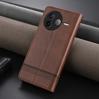 Jioxiang magnetic cow pattern flip leather case suitable for redmi k80 mobile phone case business all-inclusive anti-fall brown redmi k80
