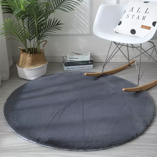 Yusen yi mat living room round carpet rabbit fur coffee table computer imitation bedside bedroom girls mat rug swivel chair hanging basket chair floor mat dark gray 120 pieces 120cm round