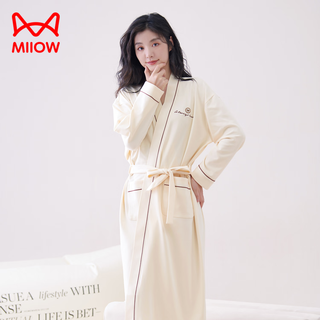 Catman nightgown women's autumn and winter pure cotton bathrobe long sleeve 2025 new style wearable in all seasons large size mid-length dressing robe