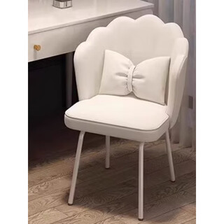 Cream style internet celebrity makeup chair for home use 2025 new small apartment bedroom modern simple light luxury makeup stool cloud-like cushion stable four legs cloud white lamb velvet petal chair