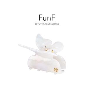 Yingtang funf/lefenqi star's same light luxury style bow acetic acid gripper hairpins dance of butterfly shadow aurora white