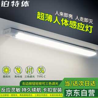 Platinum ultra-thin led human body sensor lamp intelligent wireless light control charging lamp work lamp 30cm three-color dimming