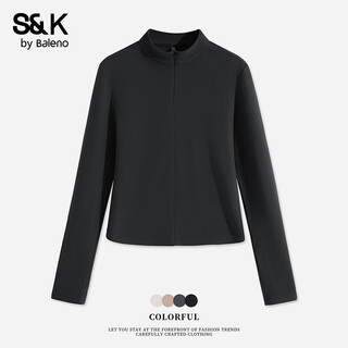 Baleno s&k series thin velvet bottoming shirt women's black jacket 7a antibacterial warm top top half open collar long sleeve black #solid color l
