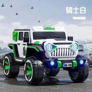Zhouzhou car wrangler children's electric four-wheel off-road car remote control swing child baby can sit on toy car parent-child car fashion white + 550 motor + 12v10 chaowei + soft seat and hard wheel