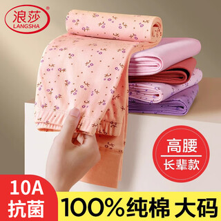 Langsha autumn pants women's pure cotton leggings for middle-aged and elderly moms large size cotton wool pants loose warm high-waisted floral underpants