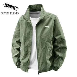 Broken code wolf jacket men's spring autumn winter 2025 new casual stand collar windproof waterproof plus velvet warm jacket trendy xiaoqi-5277 military green thin section 2xl suitable for 150-165jin jin is equal to 0.5 kg