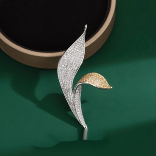 Snqp new autumn orchid leaf brooch simple suit corsage accessories temperament coat design pin orchid brooch + gift box