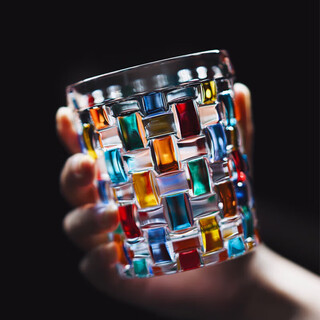 Miluo murano stained glass crystal cup striped woven creative gift woven water cup 330ml