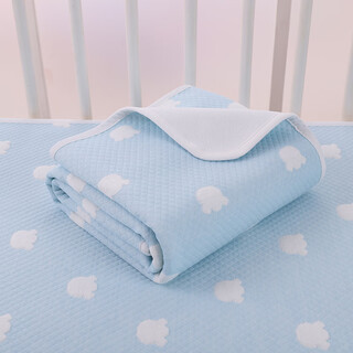 A pure cotton baby diaper pad waterproof breathable washable children's diaper large size baby overnight sheet mattress blue bear 100x150cm