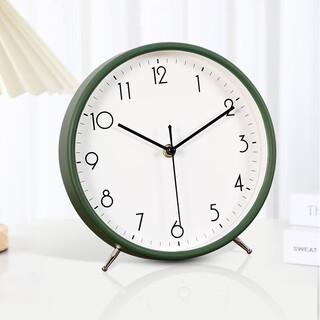 The story of time desktop desktop clock living room home fashion sitting clock simple modern desk clock ornament stand and hang dual-purpose 2823-dark green stand and hang dual-purpose