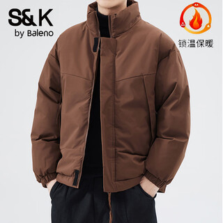 Baleno s&k american simple men's cotton coat autumn and winter new casual cotton clothing trendy brand versatile warm cotton jacket men's dark coffee l recommended 125-145 jin jin equals 0.5 kg