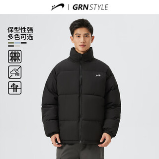 Guirenniao winter warm down down jacket to keep out the cold, temperature locking, heat storage and windproof cotton jacket, school style couple style, black l