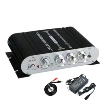 Jinsheng mini mini small home car 12v computer amplifier 2.1 channel hifi stereo high-fidelity amplifier black power amplifier + 5a power adapter + audio cable