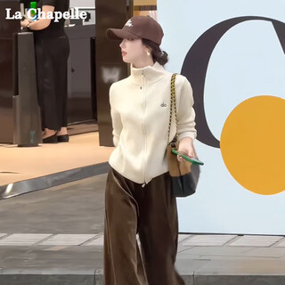 La chapelle suit, great-looking autumn and winter clothing, a complete set of wide-leg pants suit for women, elegant and decent, age-reducing casual sweater jacket, oatmeal coat s 90-100jin jin is equal to 0.5 kg