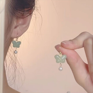 Pupan lao phoenix 9999 sterling silver new chinese style butterfly pendant earrings small fresh exquisite temperament versatile earrings of the same style a pair of lao fengxiang of the same style