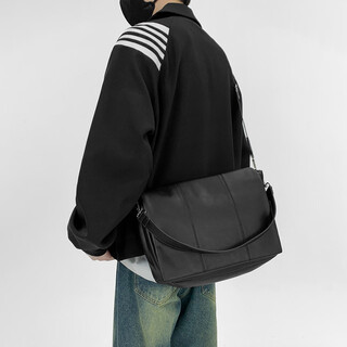 Seven-color spun shoulder bag, crossbody bag, men's shoulder bag, high-end large-capacity soft pu casual messenger bag, men's commuter handbag