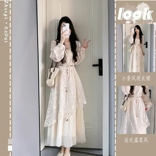 Diejiaonuo autumn dress for women 2025 new korean style french gentle style pure lust style slimming salt style picture color + belt m