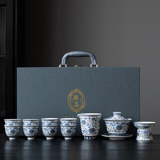 Simitang ceramic kung fu tea set for home office complete set of white porcelain covered bowl teacup business gift souvenir