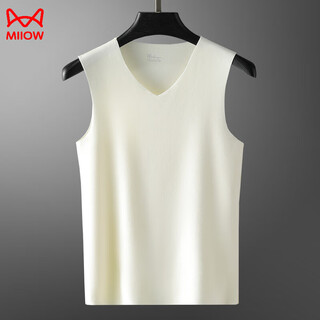 Miiow thermal vest men's autumn and winter feather protein german velvet seamless close-fitting brushed thickened waistcoat bottoming shirt underwear white l 95-130jin jin equals 0.5 kg
