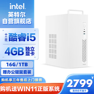 Intel lingxi 510 desktop computer (i5 12400f 4g independent graphics 16g 1t ssd keyboard and mouse) wifi6 commercial office machine mini single host