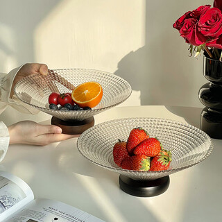 Xinnan transparent fruit tray for living room and tea room, light luxury high-end front desk candy tray, nut dried fruit snack display tray, bamboo hat fruit tray, dotted pattern