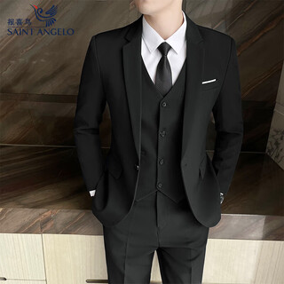 Saint angelo men's casual suit suit trendy slim high-end business formal suit jacket groom wedding three-piece suit black single suit jacket s (85~95jin jin equals 0.5kg)