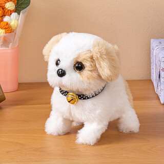 漫叮熊仿真动物玩具小狗狗狗走路会叫电动玩偶会动的电子宠物狗2025新款 奶糖朵朵【电池+铃铛+牵绳】