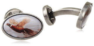 Ted baker men's brass bird cufflinks exquisitely engraved design gray one size