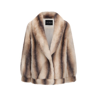 Nanajacqueline she is paris winter new lapel women's fashion beige striped loose casual jacket beige striped s