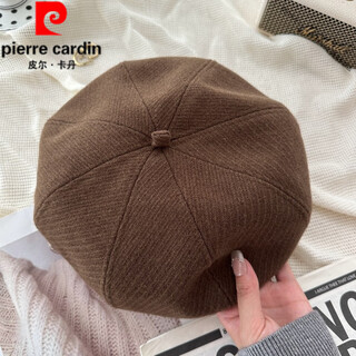 Pierre cardin (pierre cardin) french imported quality beret for women 2025 new korean fashion versatile brown octagonal hat to show your face in autumn, brown m (56-58cm)