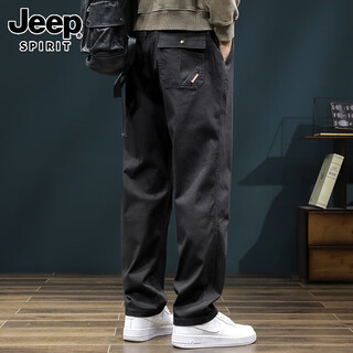 Jeep spirit jeep high-end workwear casual pants for men 2026 spring and summer new large size loose straight casual long pants for men black l 135jin jin is equal to 0.5kg -150jin jin is equal to 0.5kg