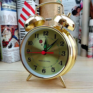 Qi yuemang german shanghai old mechanical watch alarm clock winding clockwork old-fashioned all-copper movement metal bell clock 7080 nostalgic medium size 823 all gold