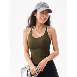 He jiagong awakening plan medium-intensity sports vest i-shaped sleeveless american quick-drying outer wear yoga top for women one-piece mature dark green s