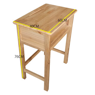 Factory direct sales of old-fashioned solid wood desks and chairs, primary and secondary school desks for training students, home writing desks, study desks and chairs, single desk with thickened oak surface, varnish version 60x40x76cm