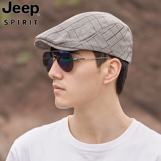 Jeep spirit boina para hombre visera de verano gorra con visera a rayas versátil sombrero progresivo literario para hombre sombrero de pintor joven retro británico marrón m ajustable 56-60c)